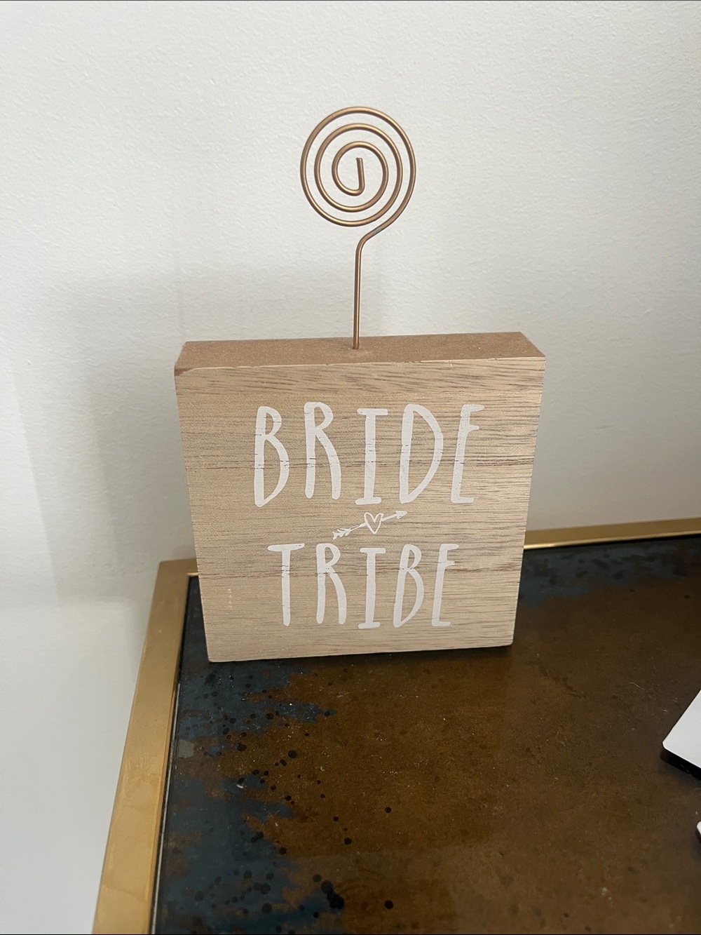Instax Wood Photo Holder with White Lettering and Red Nail Accent